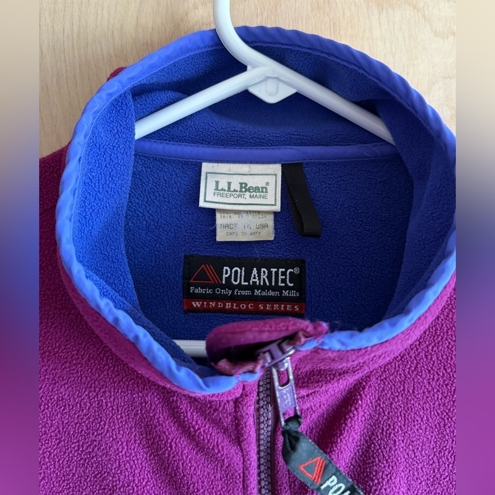 L.L.Bean Vintage Jacket Polartec Full Zip Magenta/Blue Women’s M Gorpcore Winter - Picture 3 of 16